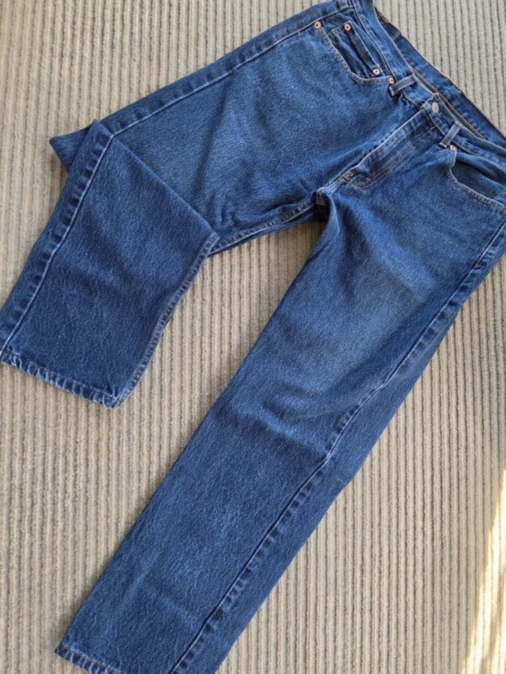 Levis 505 Regular Fit Jeans Mens 35x32 Dark Wash Indigo Straight Leg 00505-0216